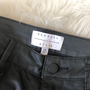 Kendall+Kylie Black Coated Jeans Ripped at Knee 24